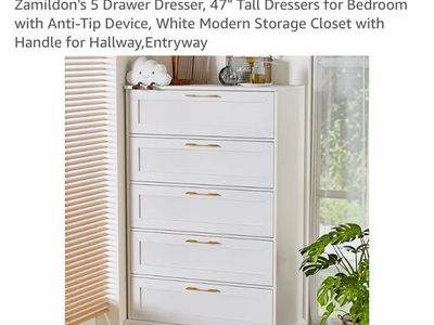 White 5 drawer Dresser