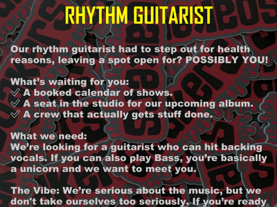 Looking for Rhythm Guitar Player in local punk band