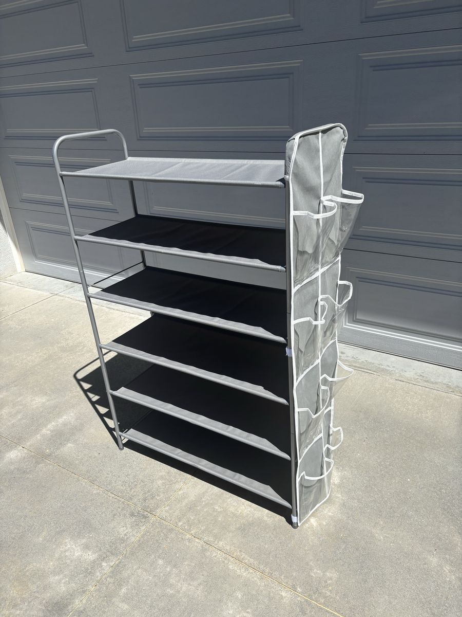 6-tier Shoe Rack Organizer with Side Hanging Bag