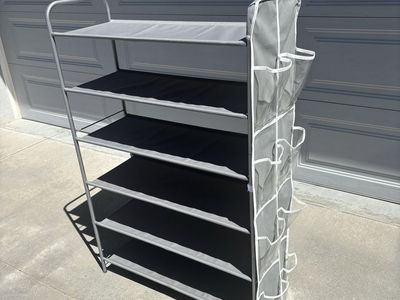 6-tier Shoe Rack Organizer with Side Hanging Bag