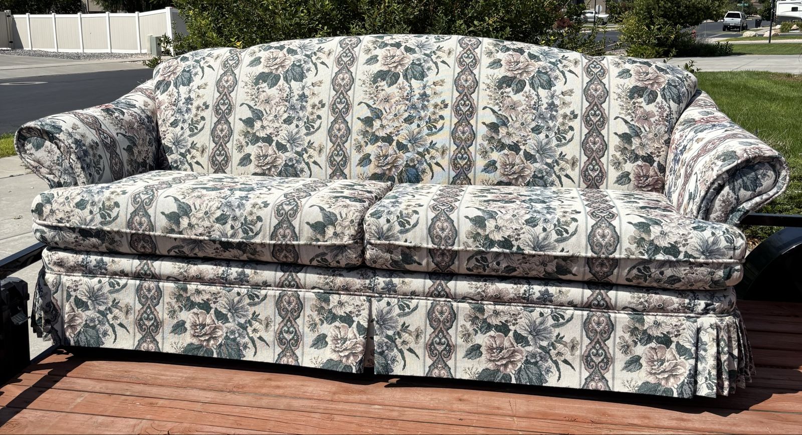 Vintage Floral Tapestry Sofa - Two Cushion Upholstered Couch