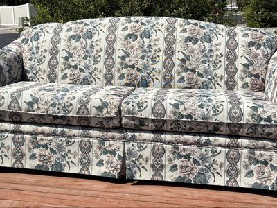 Vintage Floral Tapestry Sofa - Two Cushion Upholstered Couch