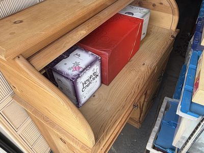 Unfinished pine roll top desk