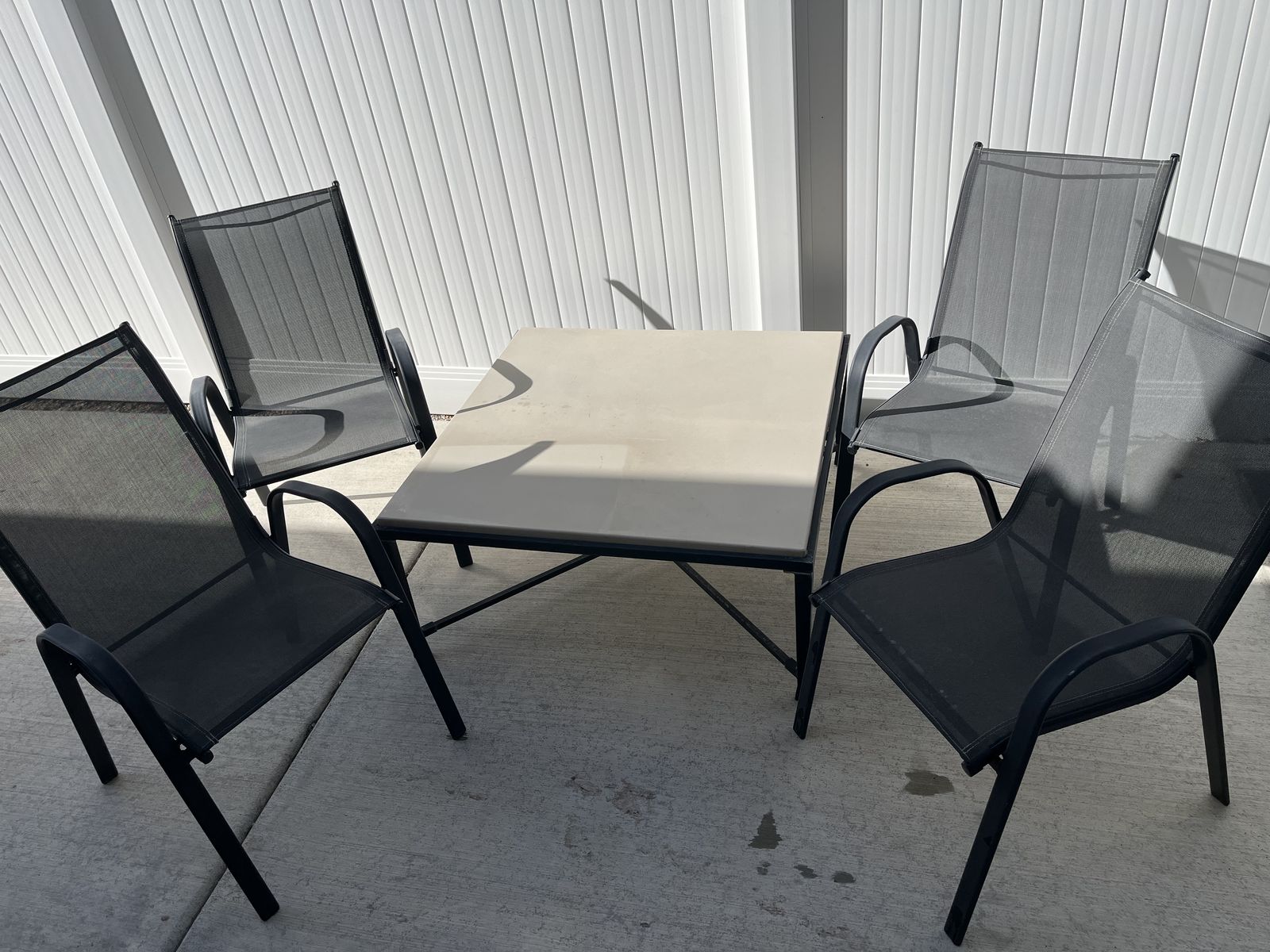 Outdoor Metal Patio Chairs &Table 40 X 40x 18 tall