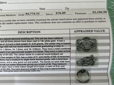 14K White Gold Natural Diamond Wedding Set - 1.10 CTW, Bypass Design, G-H/SI2