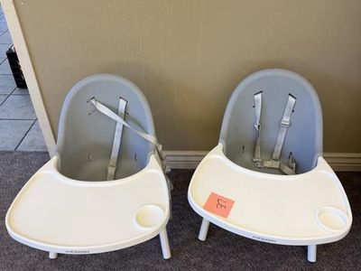 Kesaih Baby Feeding High Chairs (2-pack) with Adjustable Trays & Safety Straps, Gray/White