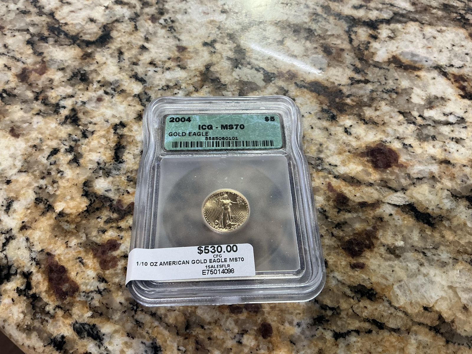 2004 $5 1/10 oz American Gold Eagle ICG MS70 Graded Coin E75014098