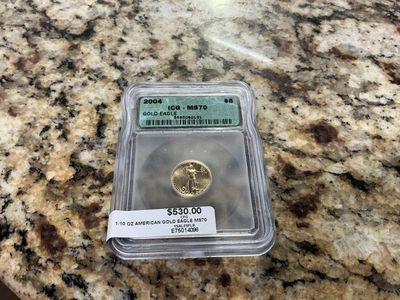 2004 $5 1/10 oz American Gold Eagle ICG MS70 Graded Coin E75014098