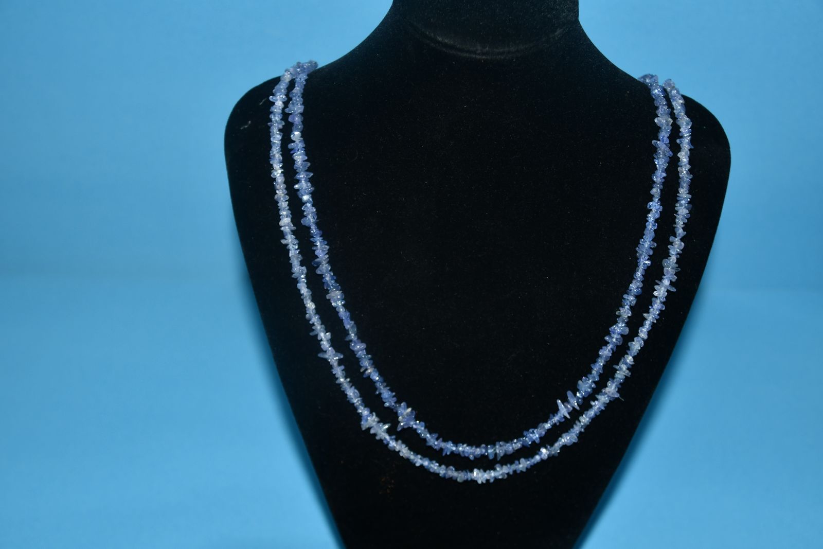 TANZANITE CHIP NECKLACES ~ 2 ENDLESS STRANDS ~ LENGTH 34" ~ BEAUTIFUL!