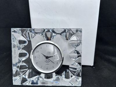 Lenox Ovations Serpentine Full Lead Crystal Mantle/Desk Clock New
