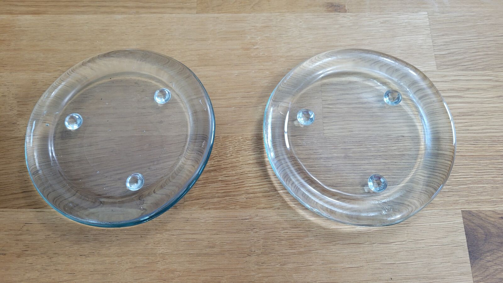2 Glass Pillar Candle Plates