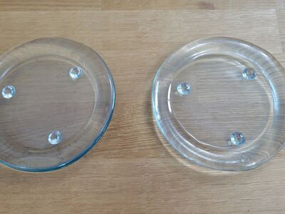 2 Glass Pillar Candle Plates