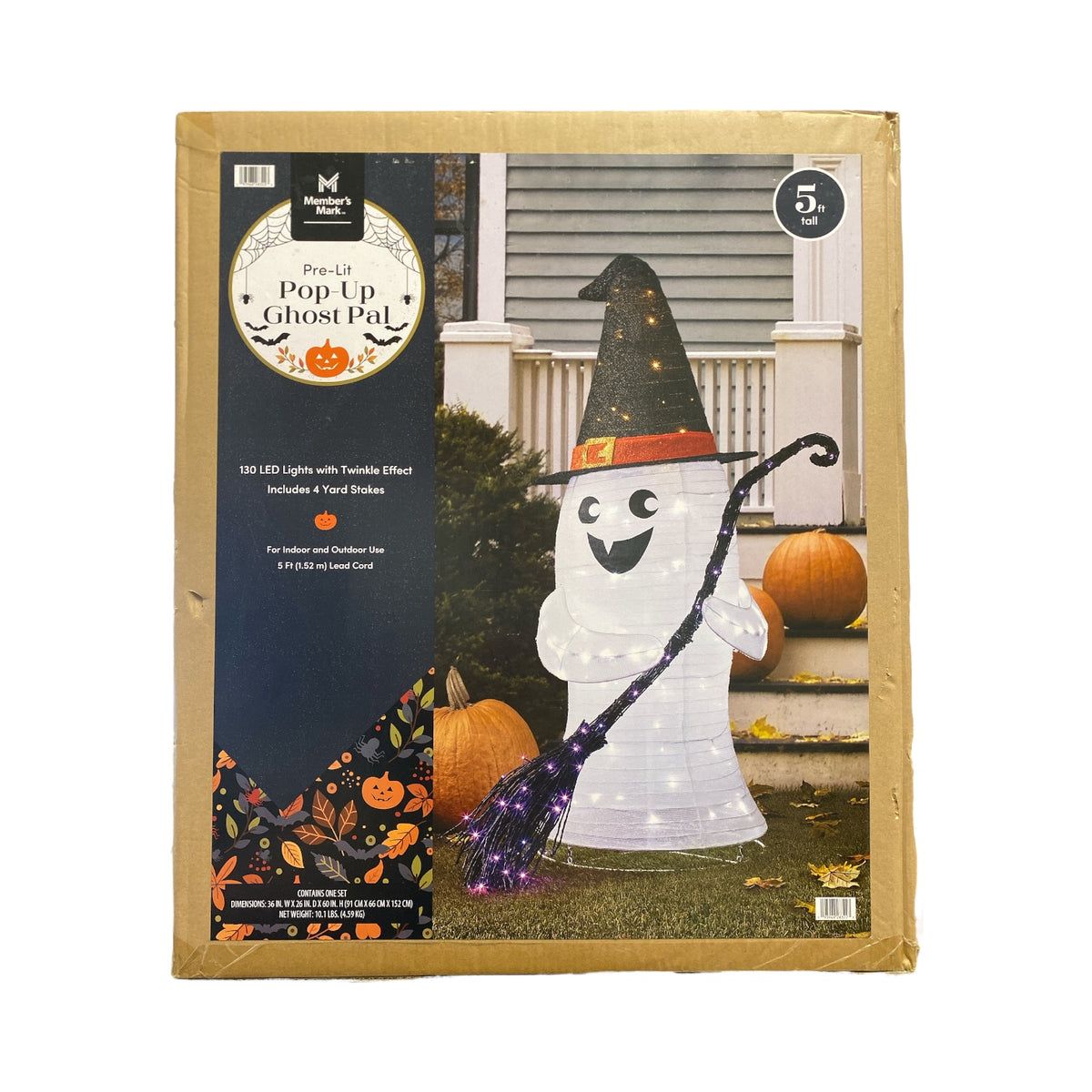 New (in box): Member’s Mark 5-Foot Pre-Lit Pop-Up Ghost Pal.