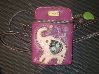 Chala Elephant Crossbody Cell Phone Purse Purple Faux Leather