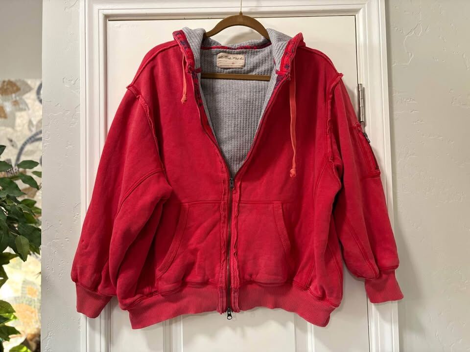 Free People We the Free By your side lined hoodie size XSmall red jacket $50 cash/venmo in Draper