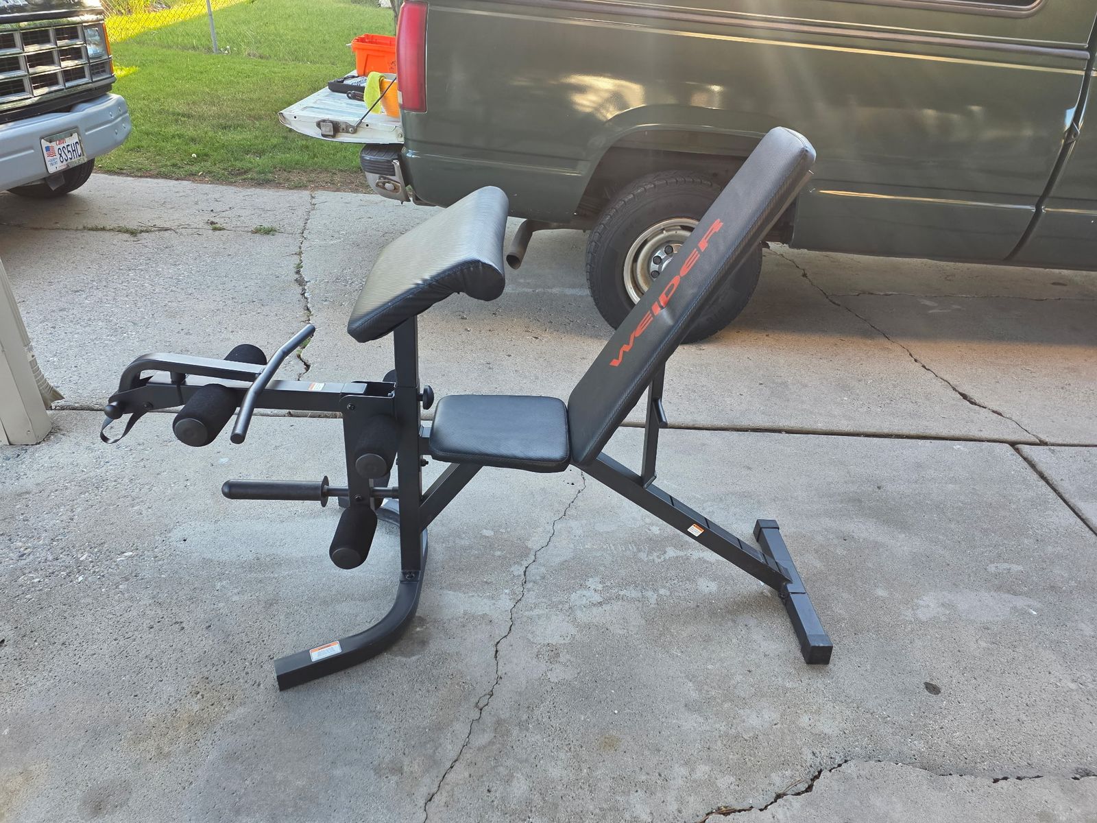 Weider Weight Bench with Preacher Curl & Leg Developer - Adjustable for Home Gym