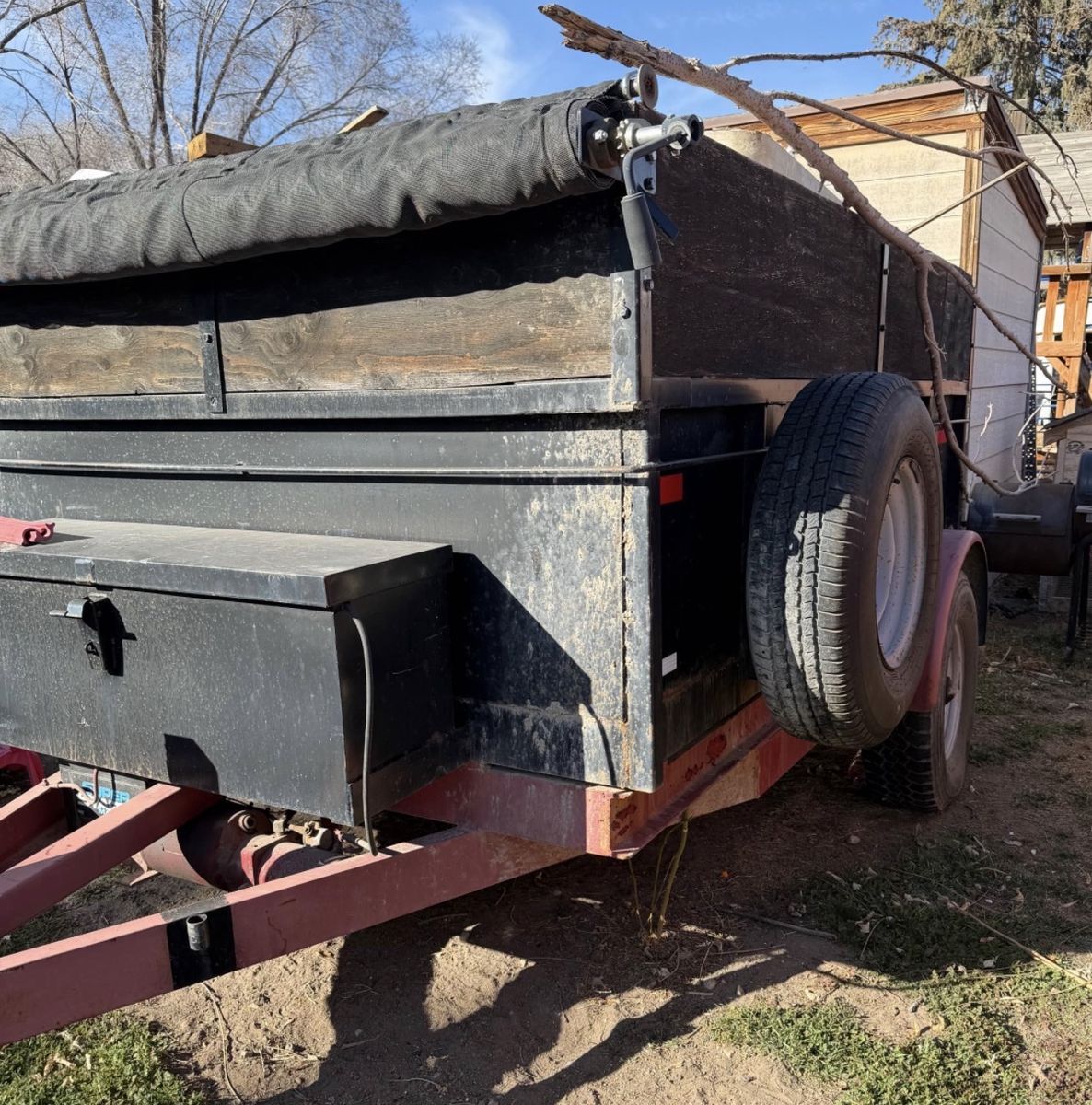 Utility Trailer with Side Walls, Storage Box, and Tarp Cover