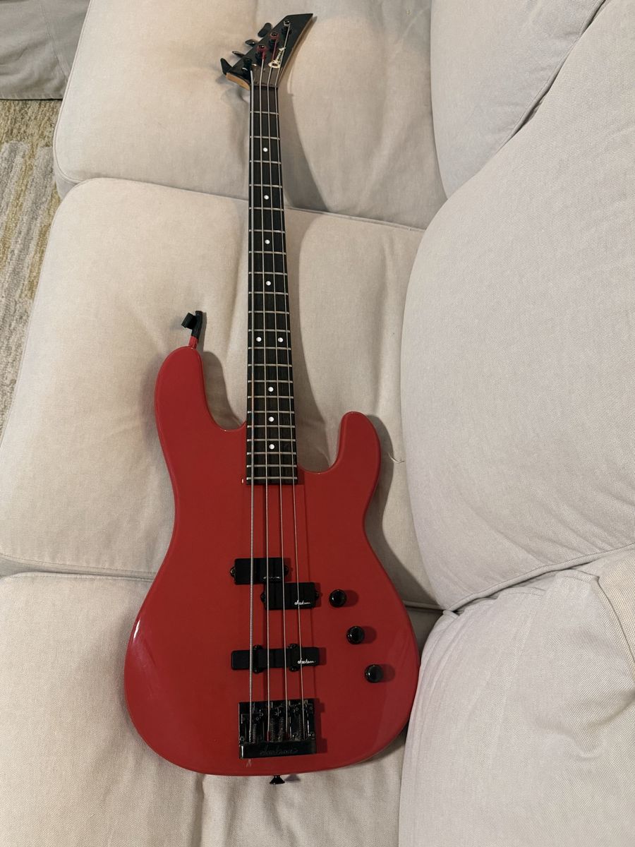 Red Bass Guitar - Electric, 4-String, Charvel Model 2B vintage
