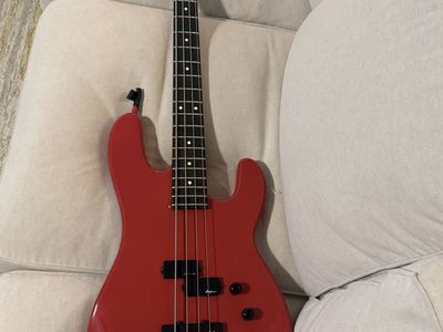 Red Bass Guitar - Electric, 4-String, Charvel Model 2B vintage
