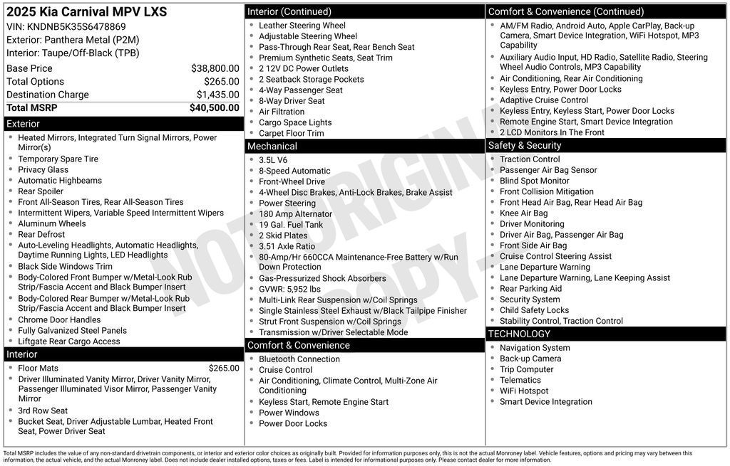 2025 Kia Carnival LXS