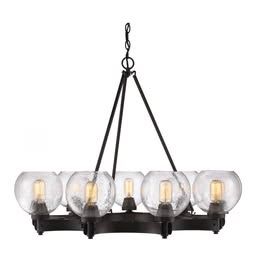 NEW Golden Lighting Galveston 9-Light Chandelier | Bronze & Seeded Glass | Designer Fixture