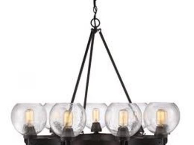 NEW Golden Lighting Galveston 9-Light Chandelier | Bronze & Seeded Glass | Designer Fixture