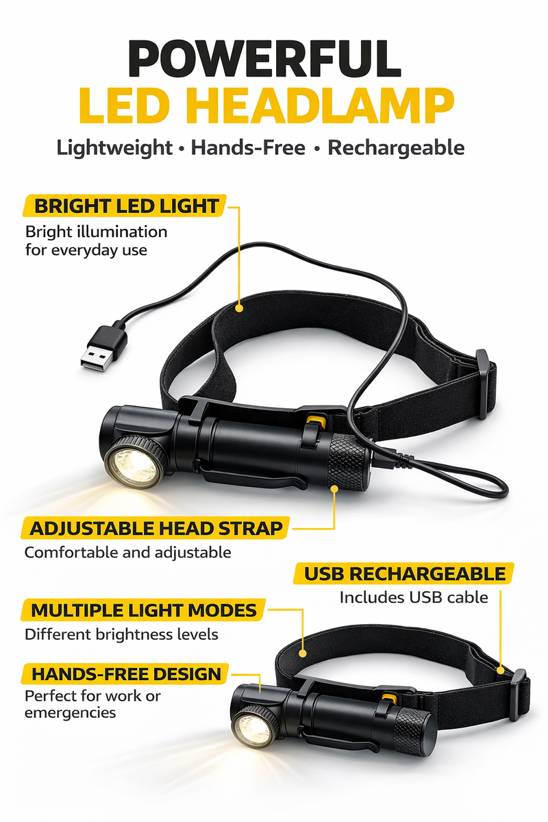 LED Headlamp Rechargeable – Bright Flashlight (Multiple Available)