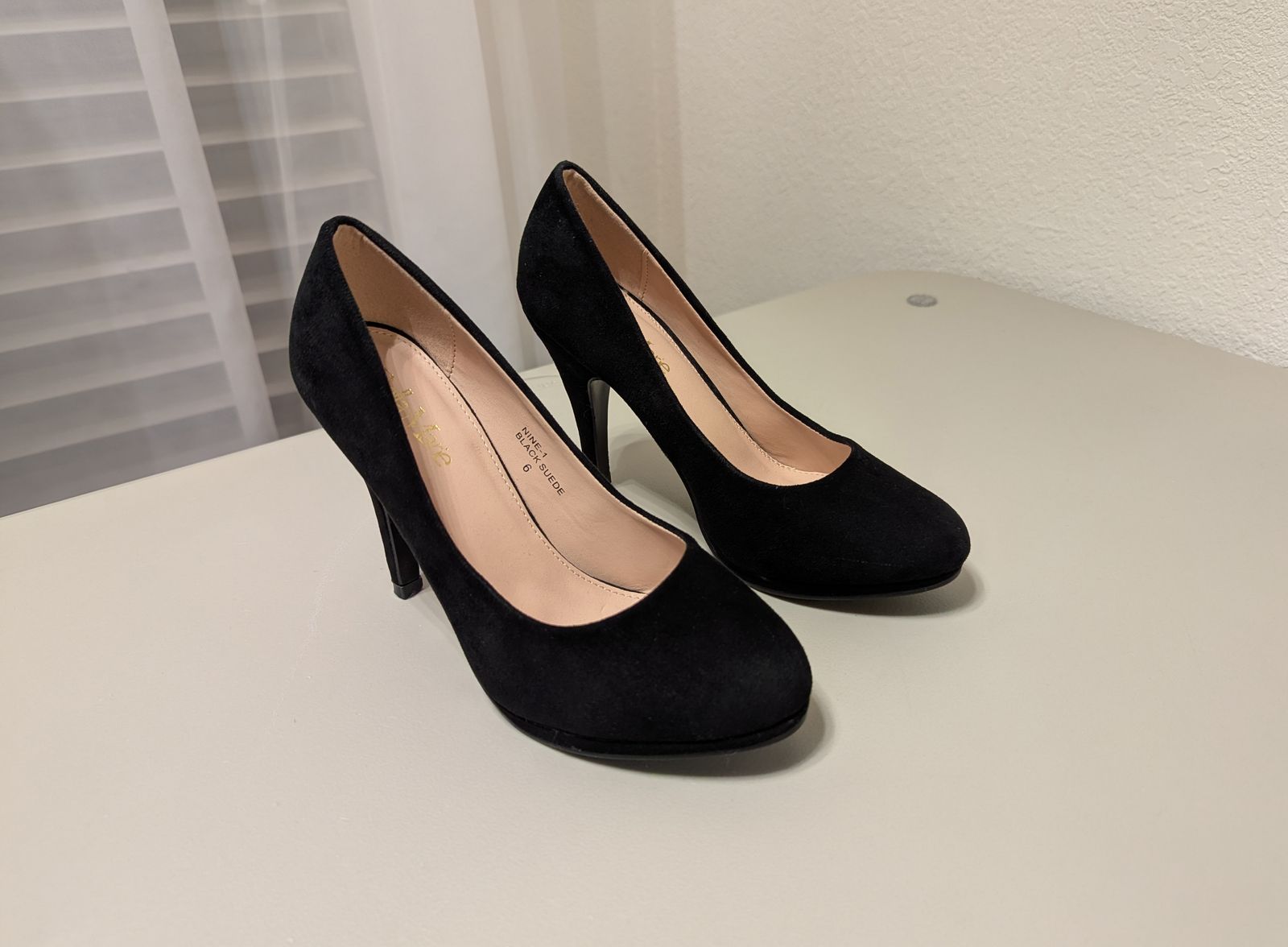 black suede high heels  (size 6)