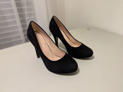 black suede high heels (size 6)