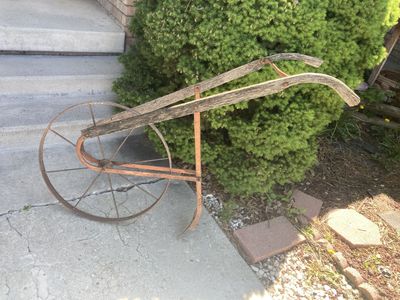 Antique Single Wheel Hand Push Cultivator/Plow