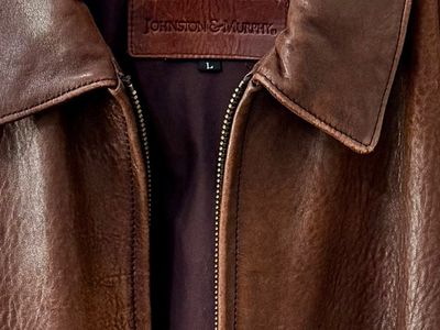 Vintage Johnston & Murphy Brown Lambskin Leather Bomber Jacket - Men's L