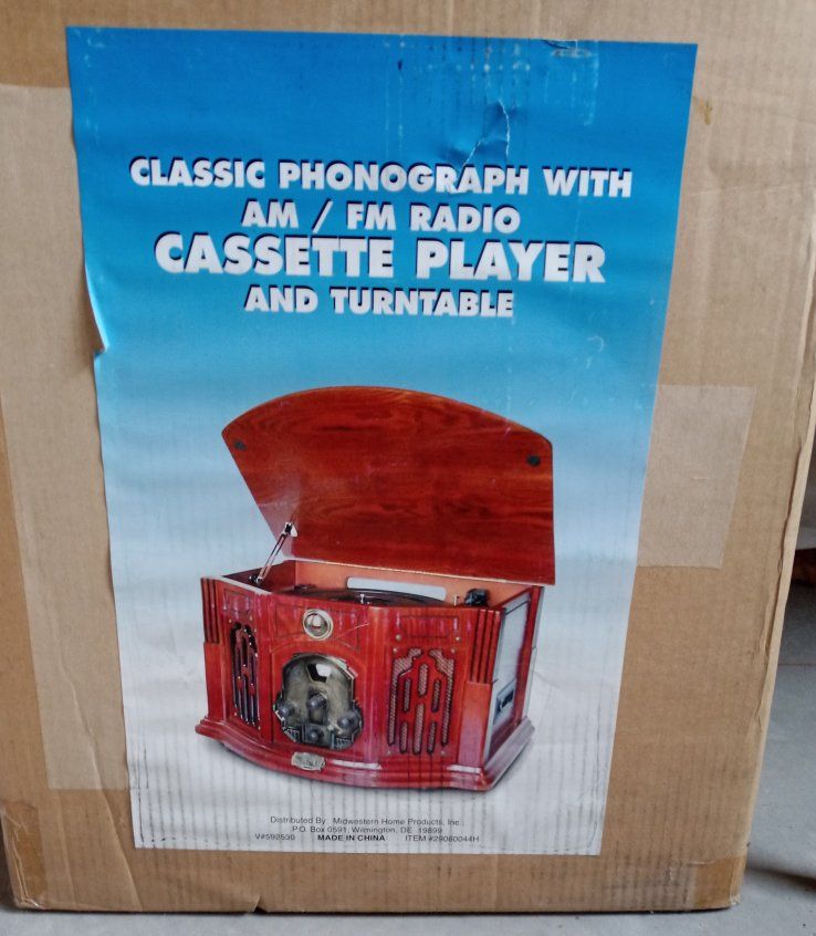 Classic Phonograph with AM/FM Radio, Cassette Player, and Turntable