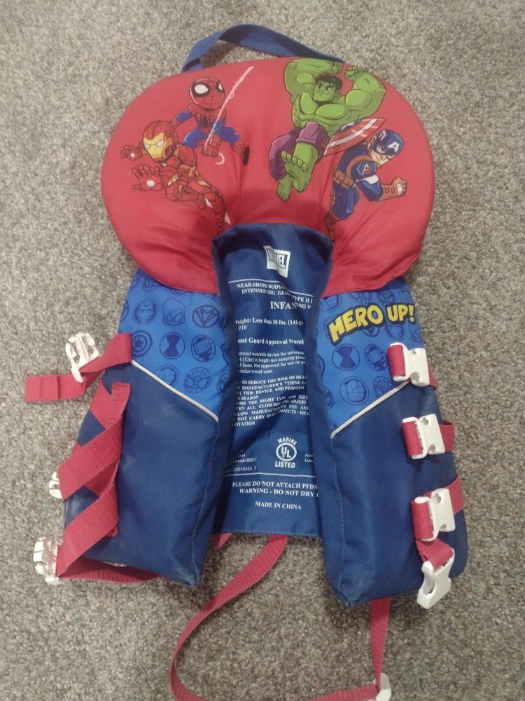 Marvel Avengers Infant Life Vest PFD Type II Less Than 30 lbs