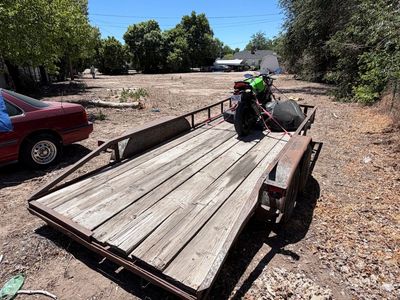 16' Flatbed Tandem Axle Utility Trailer - Wood Deck, Durable Build