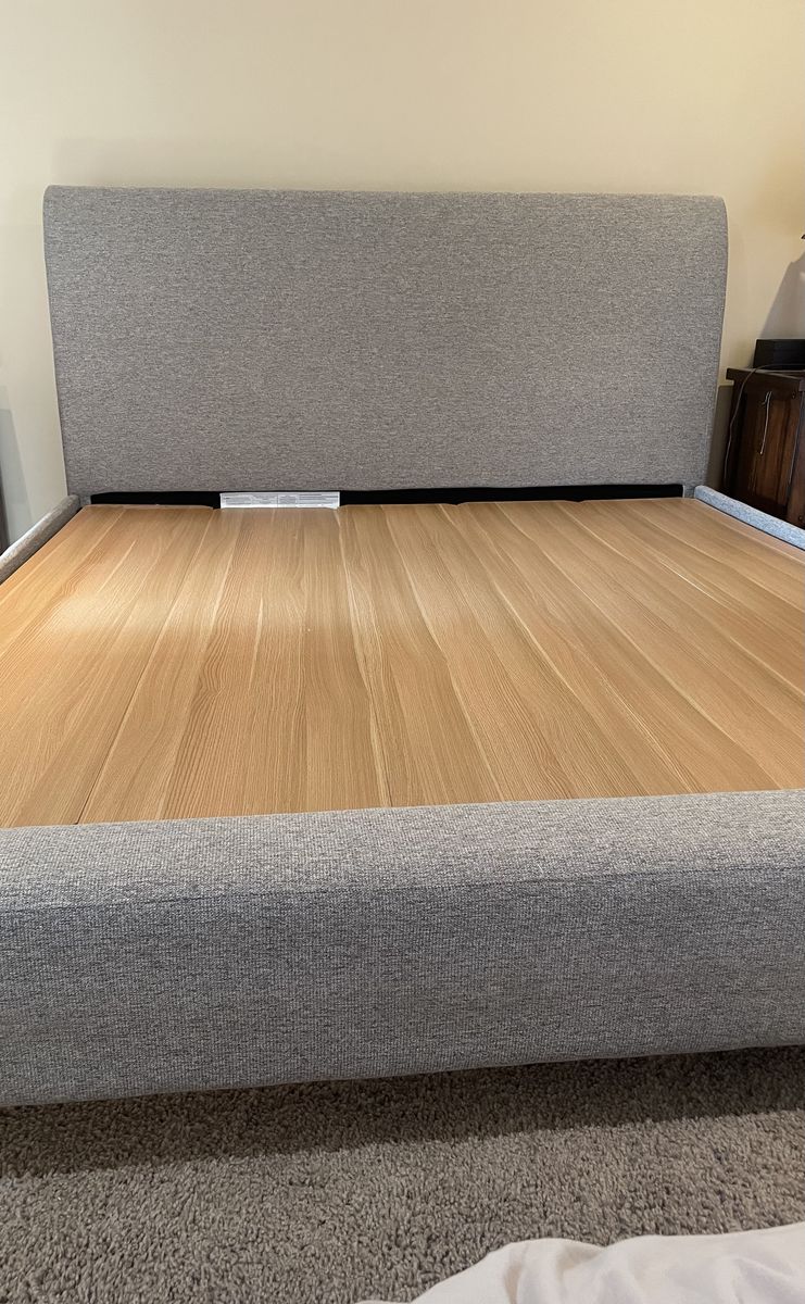 Thick upholstered king bed frame