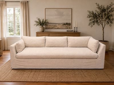 Alice Lane Sylvie 116” Luxury Slipcovered Sofa – Like New