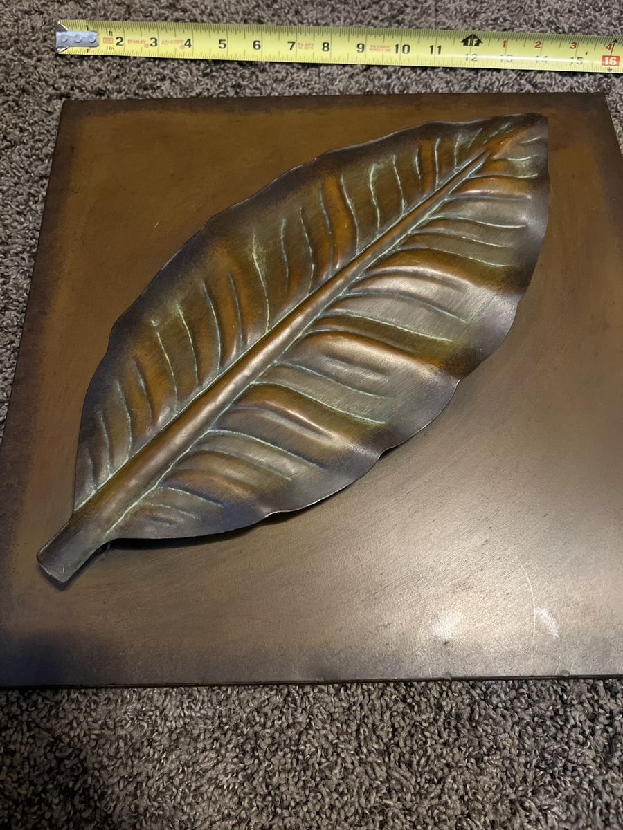 Metallic Bronze Metal Leaf Wall Art Panels - 15" x 15" Square Decor
