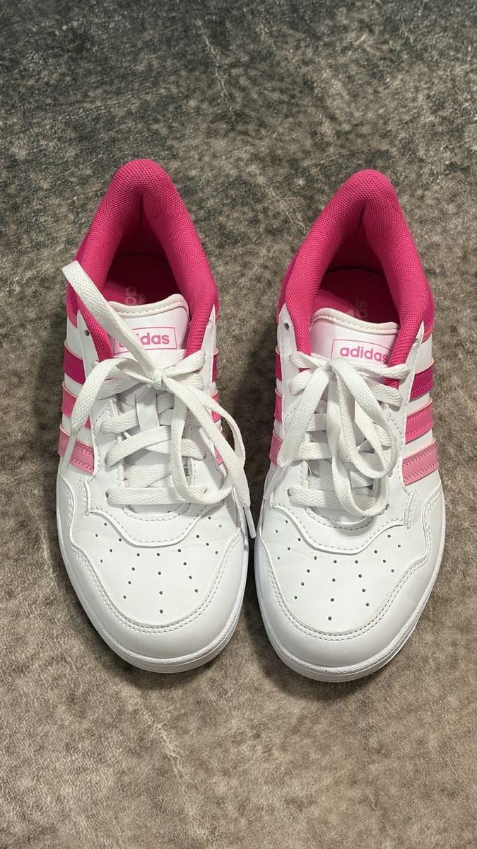 Adidas Women's Low-Top Sneakers White Pink 3-Stripes Size 6