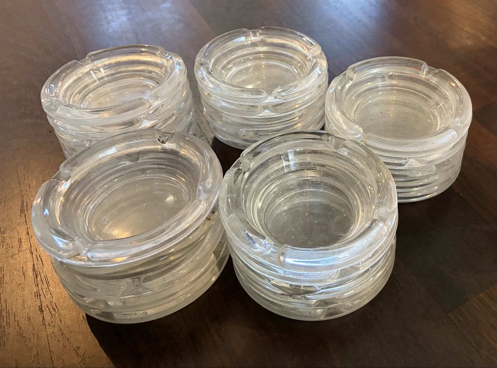 Vintage clear glass ashtrays
