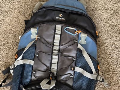 Outdoor Products Blue and Black Hiking Backpack with Bungee Cords