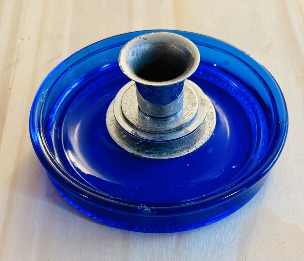 Smoking stand blue glass ashtrays $17