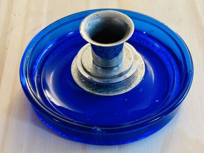 Smoking stand blue glass ashtrays $17
