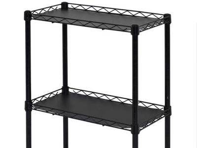SafeRacks 3-tier black wire shelving unit with a durable finish and included shelf liners.