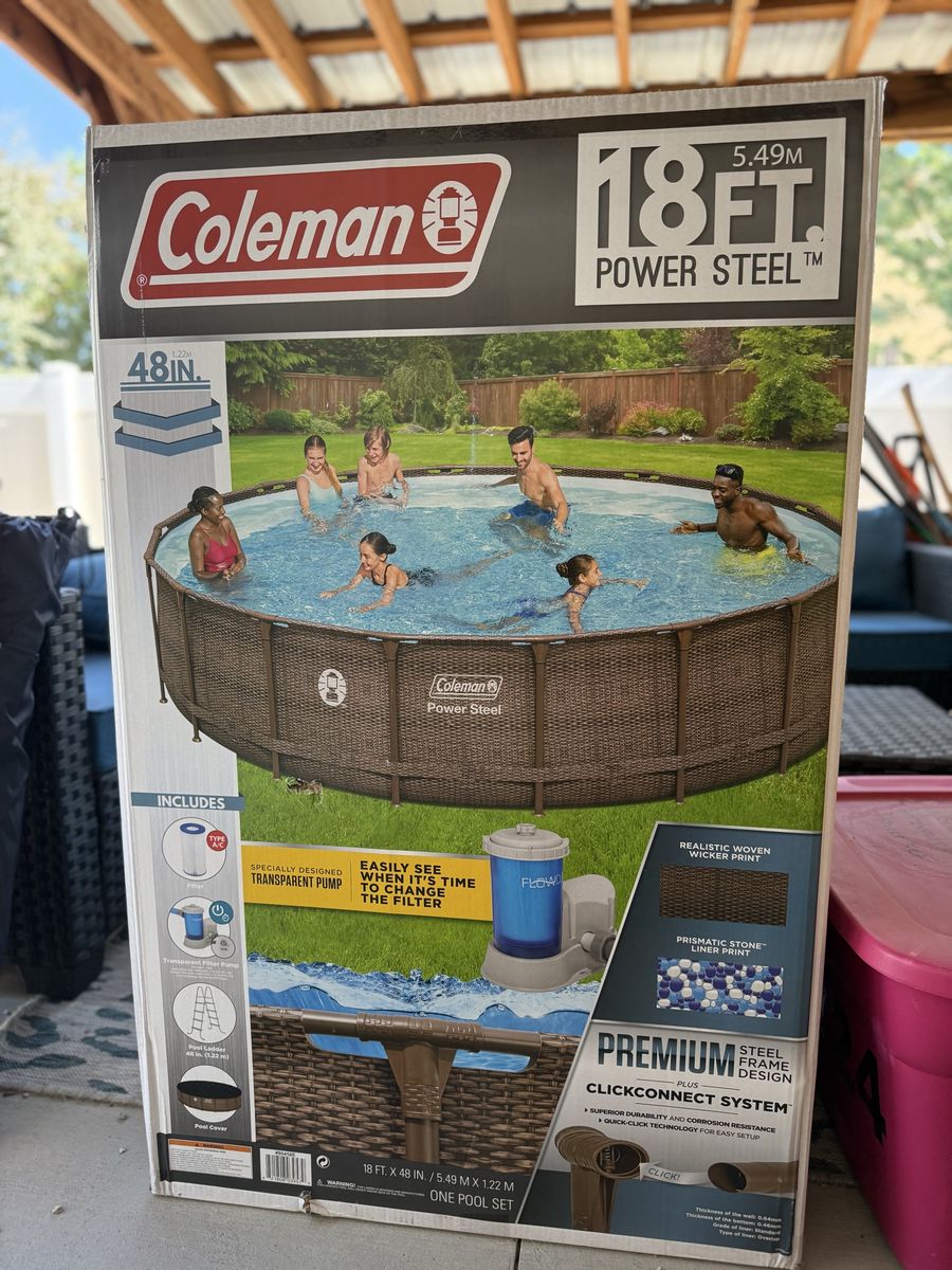 Coleman 18ft Power Steel Frame Above Ground Pool Set - 48in Deep w/ Pump & Ladder