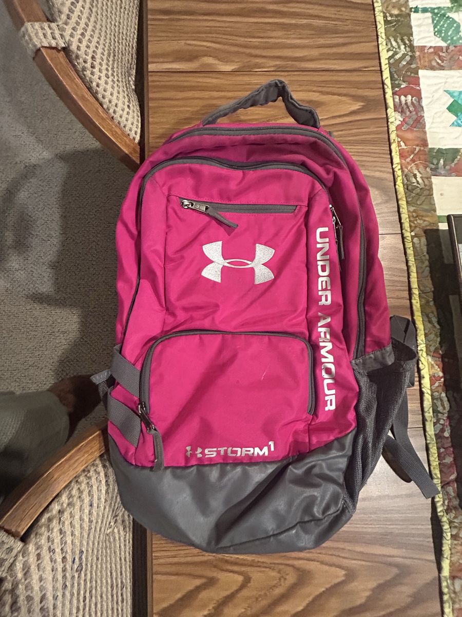 Under Armour Storm1 Pink and Grey Backpack with Padded Straps