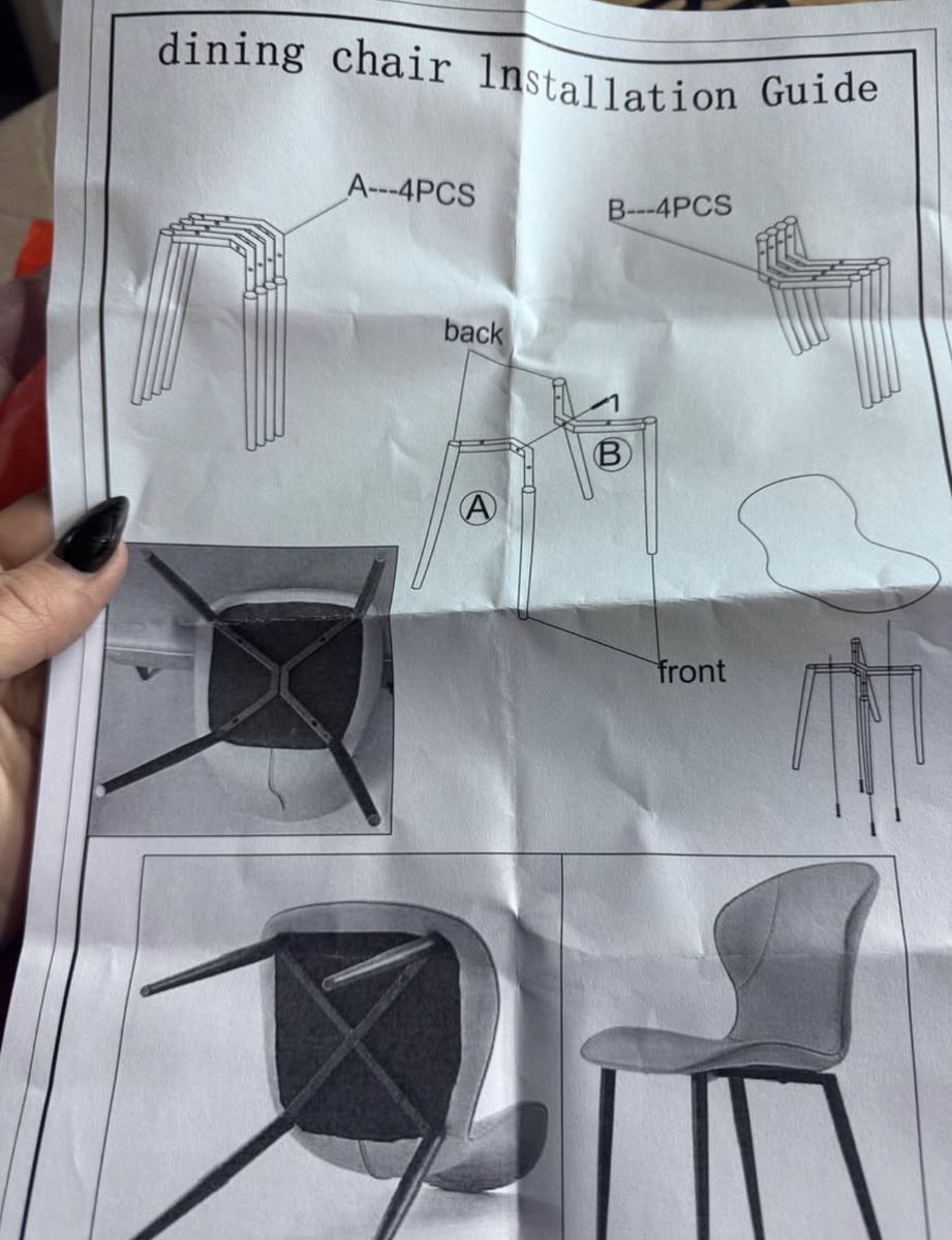 New Modern Dining Chair with Grey Upholstered Seat and Metal Legs