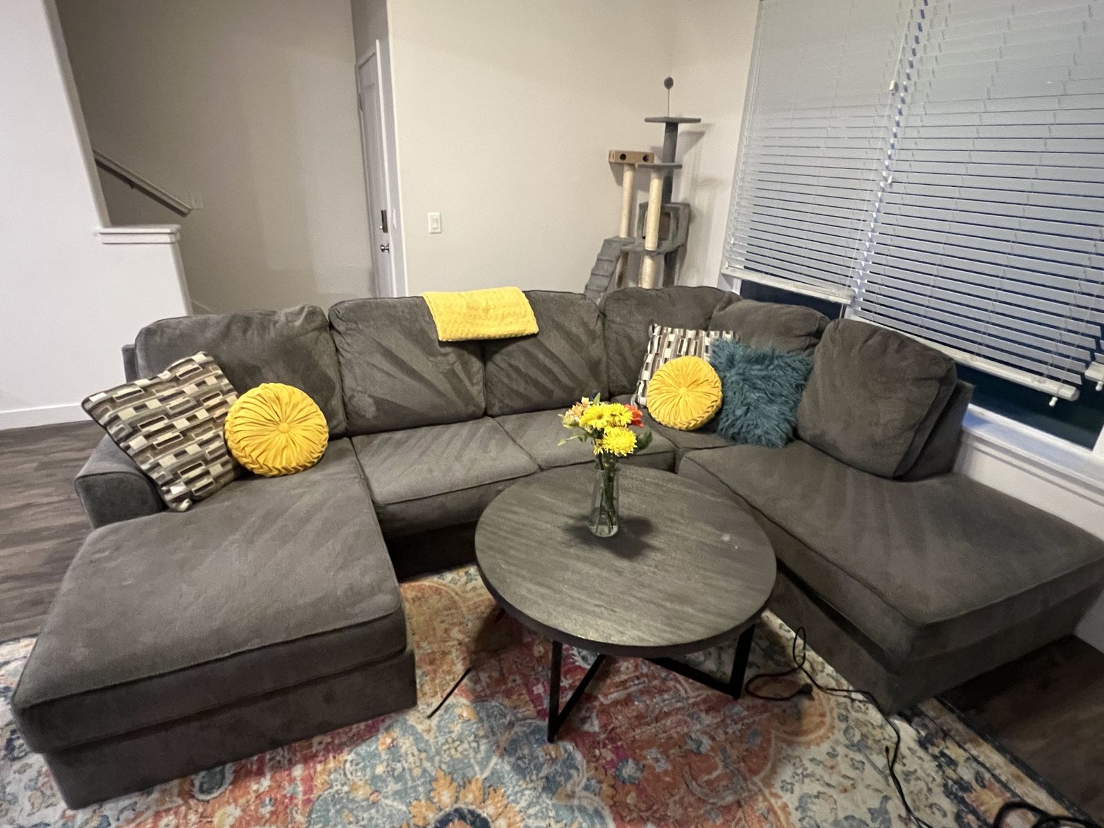 Large Gray Sectional Sofa with Chaise – Includes Legs – Ready for Your Living Room
