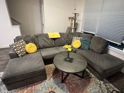 Large Gray Sectional Sofa with Chaise – Includes Legs – Ready for Your Living Room