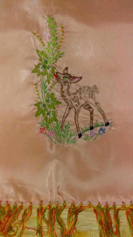 Vintage Embroidered Table Runner, Chalkboard Table Runner 75" x 15
