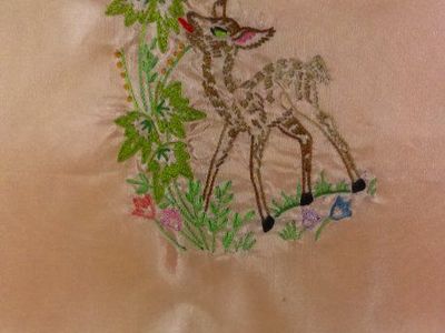 Vintage Embroidered Table Runner, Chalkboard Table Runner 75" x 15
